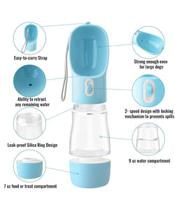 Dog Travel Bottle with Separate Food Compartment